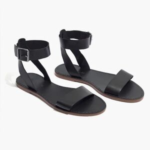 Madewell black boardwalk ankle strap sandals